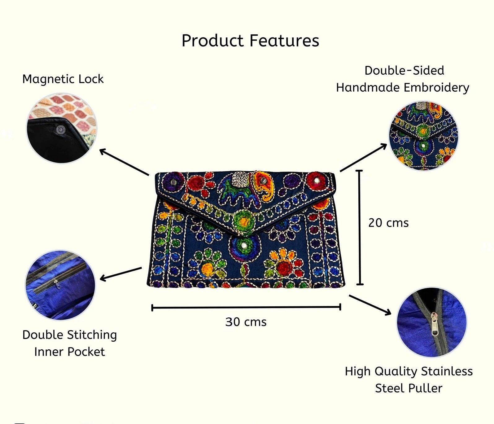 MAGGOT Clutch Bags Sling Bags Cross Body Bags for Women 30X20 Cm