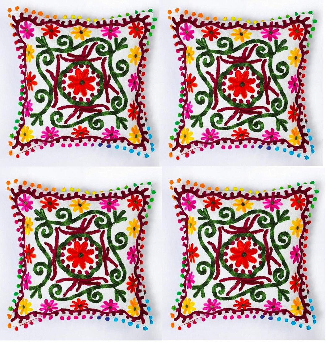MAGGOT Handmade Suzani Pillow Cover 16x16 Inch Pillow Cover Cushion Covers