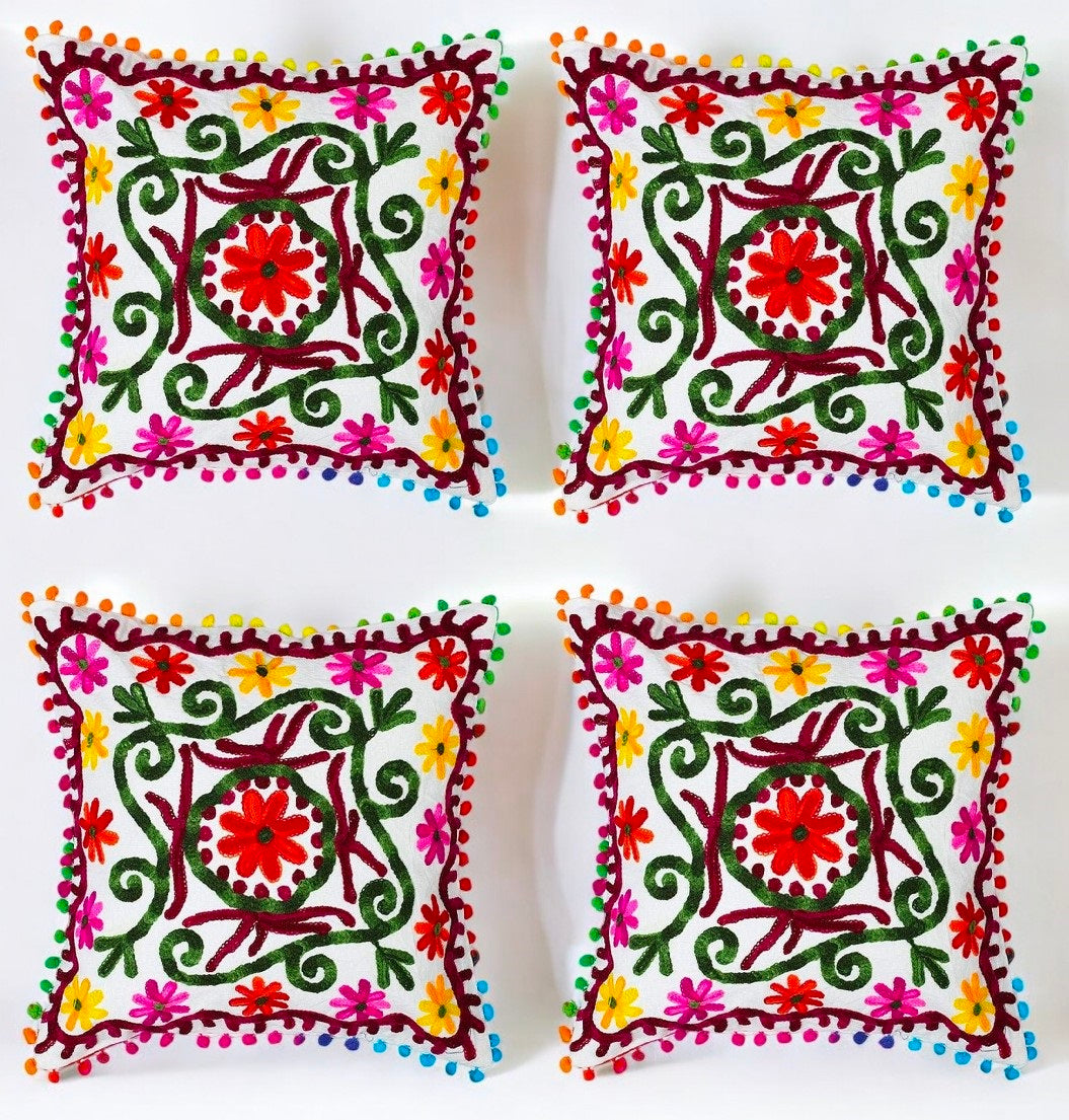 MAGGOT Handmade Suzani Pillow Cover 16x16 Inch Pillow Cover Cushion Covers