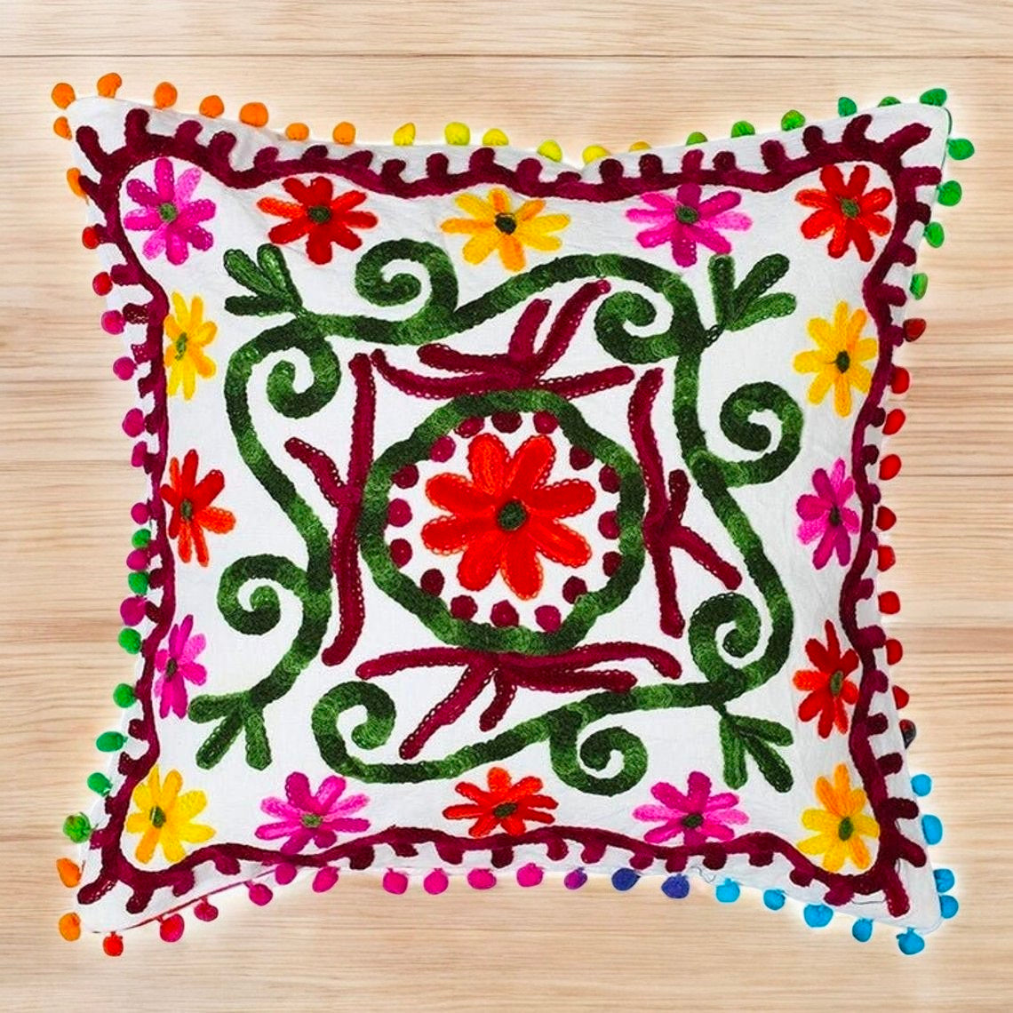 MAGGOT Handmade Suzani Pillow Cover 16x16 Inch Pillow Cover Cushion Covers