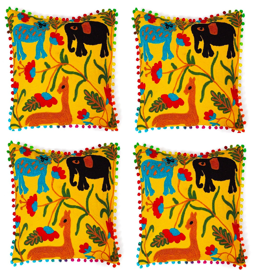 MAGGOT Handmade Embroidered Suzani Pillow Cover 16x16 Inch Cushion Covers