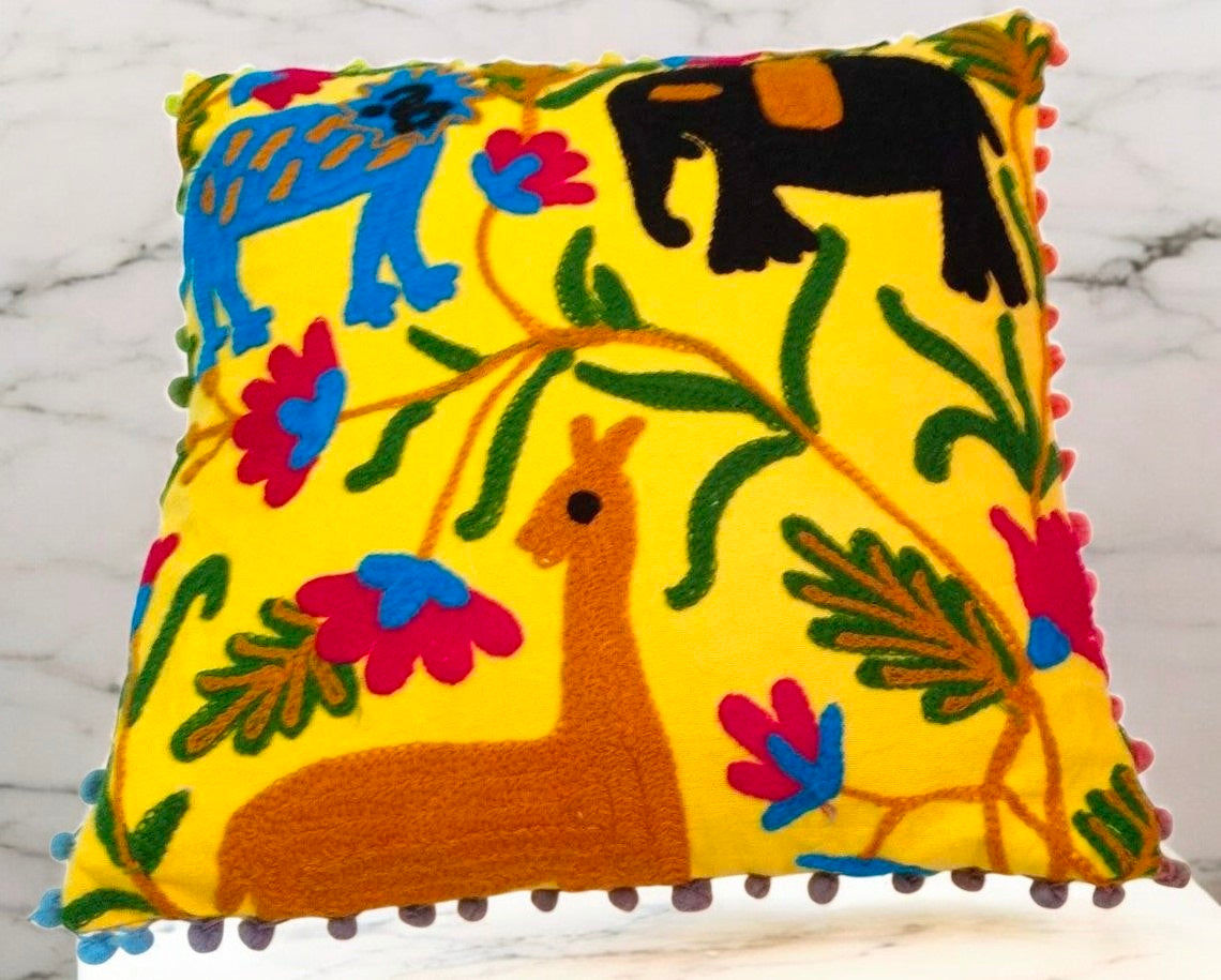 MAGGOT Handmade Embroidered Suzani Pillow Cover 16x16 Inch Cushion Covers