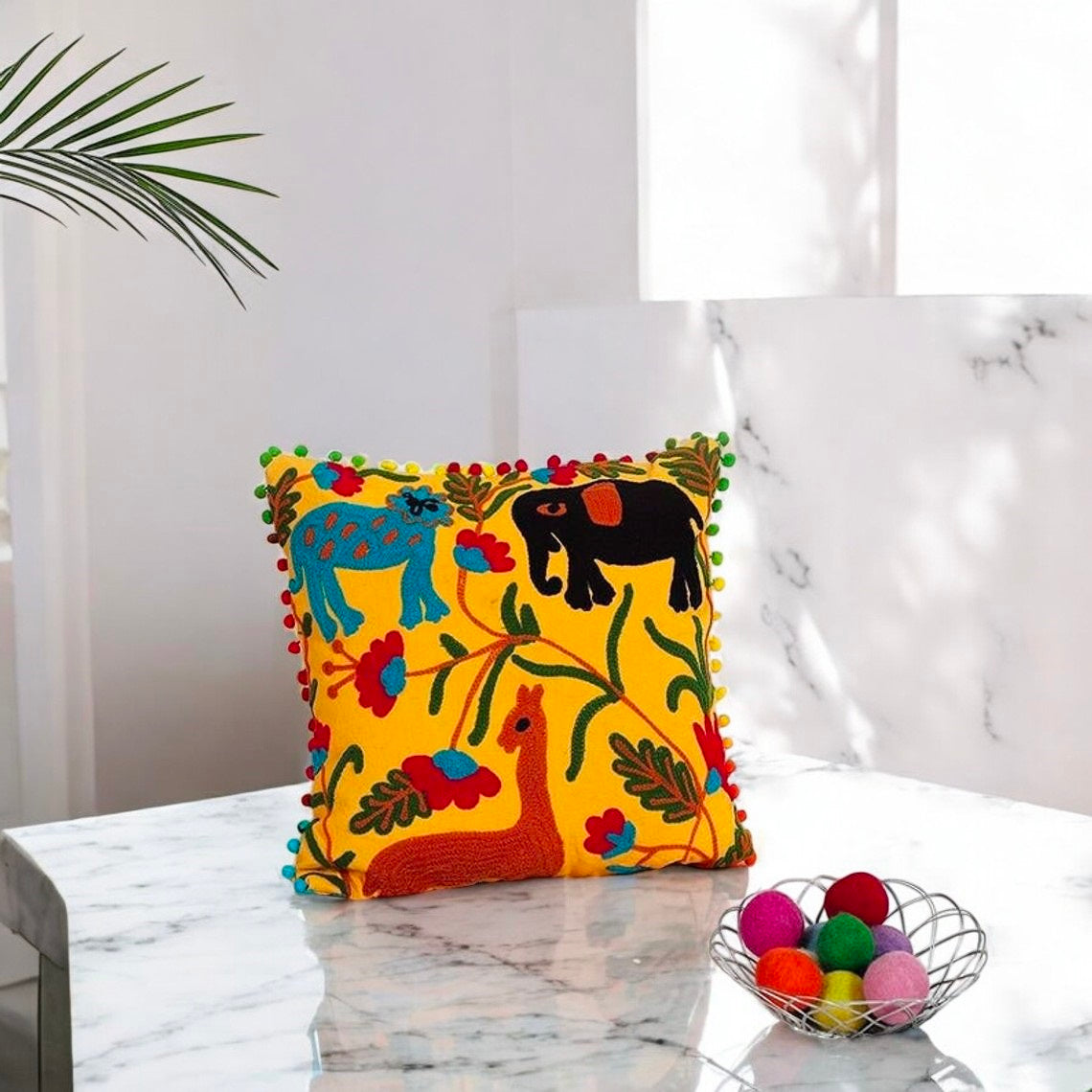 MAGGOT Handmade Embroidered Suzani Pillow Cover 16x16 Inch Cushion Covers