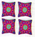 MAGGOT Embroidered Handmade Cotton Cushion Cover 16" X 16" Inch
