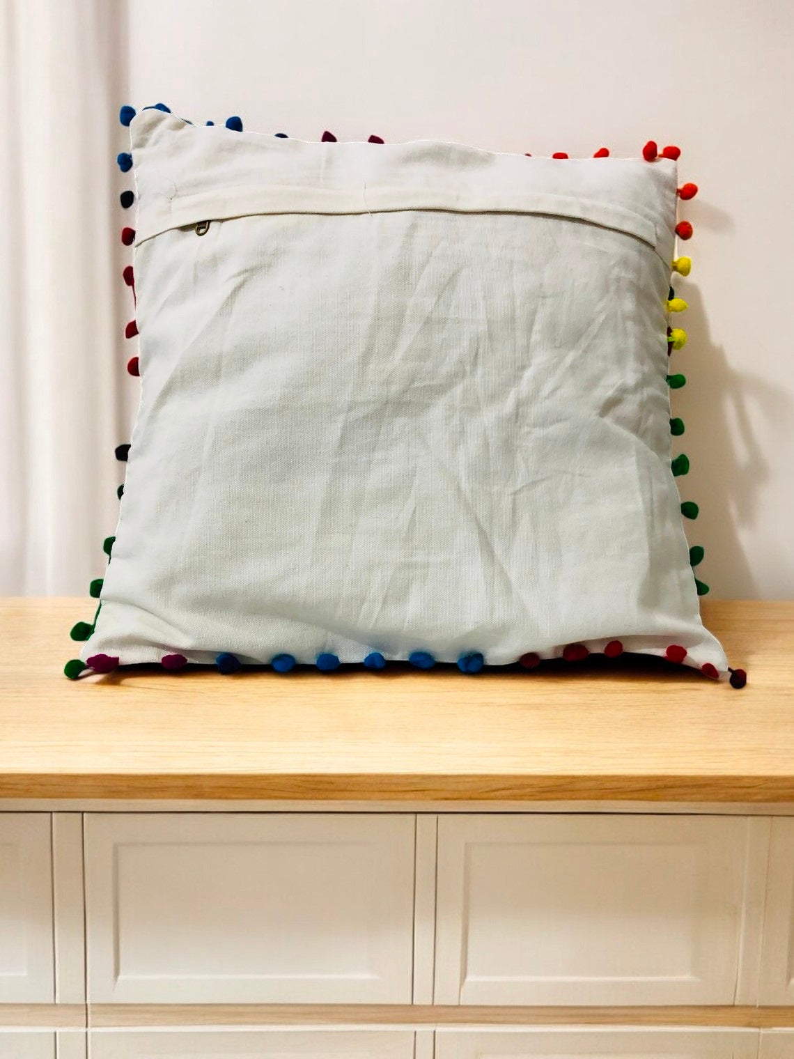 MAGGOT Embroidered Handmade Cotton Cushion Cover 16" X 16" Inch Pillow Cover