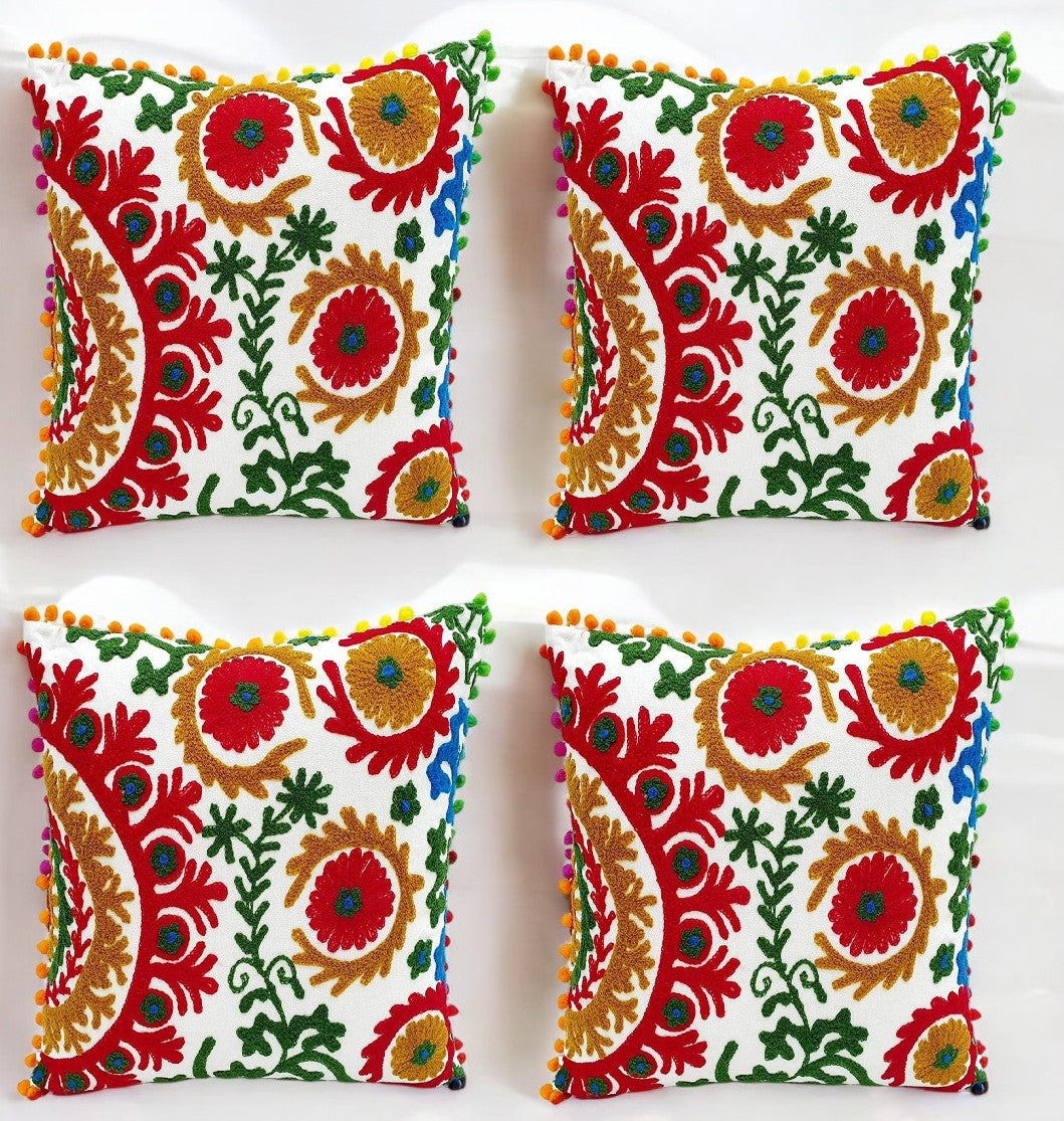 MAGGOT Decorative Hand Made Cotton Throw/Pillow Cushion Covers (16 X 16 Inches)