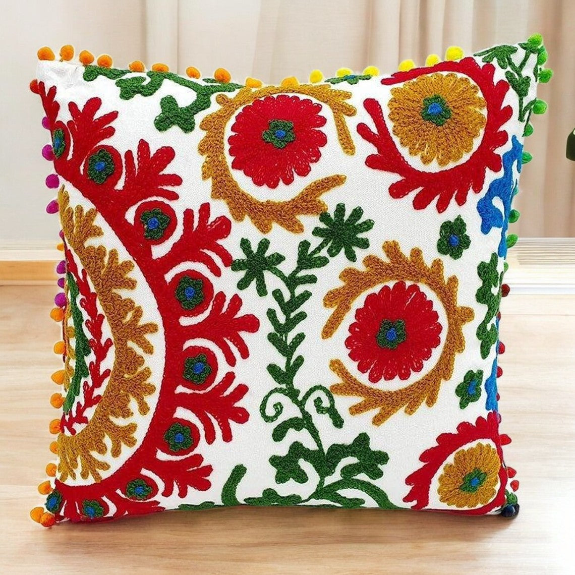 MAGGOT Decorative Hand Made Cotton Throw/Pillow Cushion Covers (16 X 16 Inches)