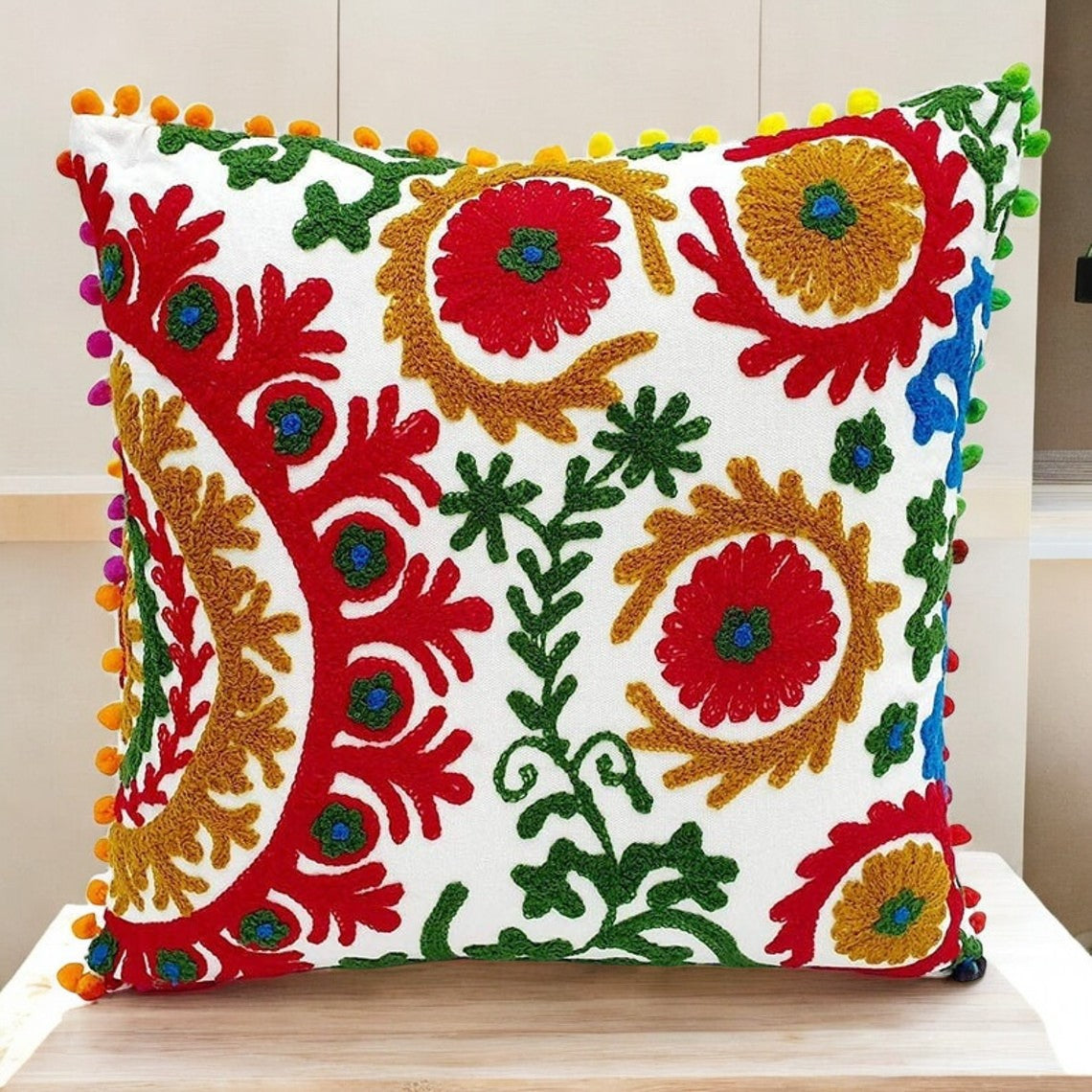 MAGGOT Decorative Hand Made Cotton Throw/Pillow Cushion Covers (16 X 16 Inches)