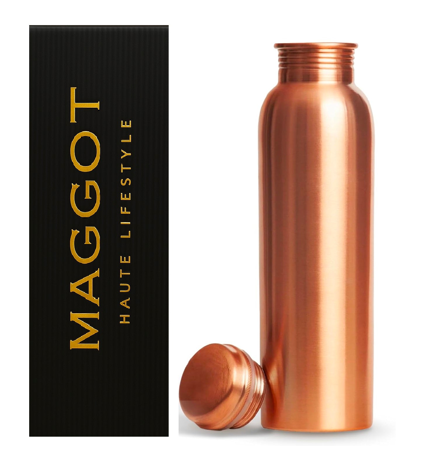 MAGGOT 100% Pure Copper, BPA Free Water Bottle, Leak Proof, Office Bottle, Boosts Immunity, Supports Digestive & Liver Health, Ayurveda Inspired