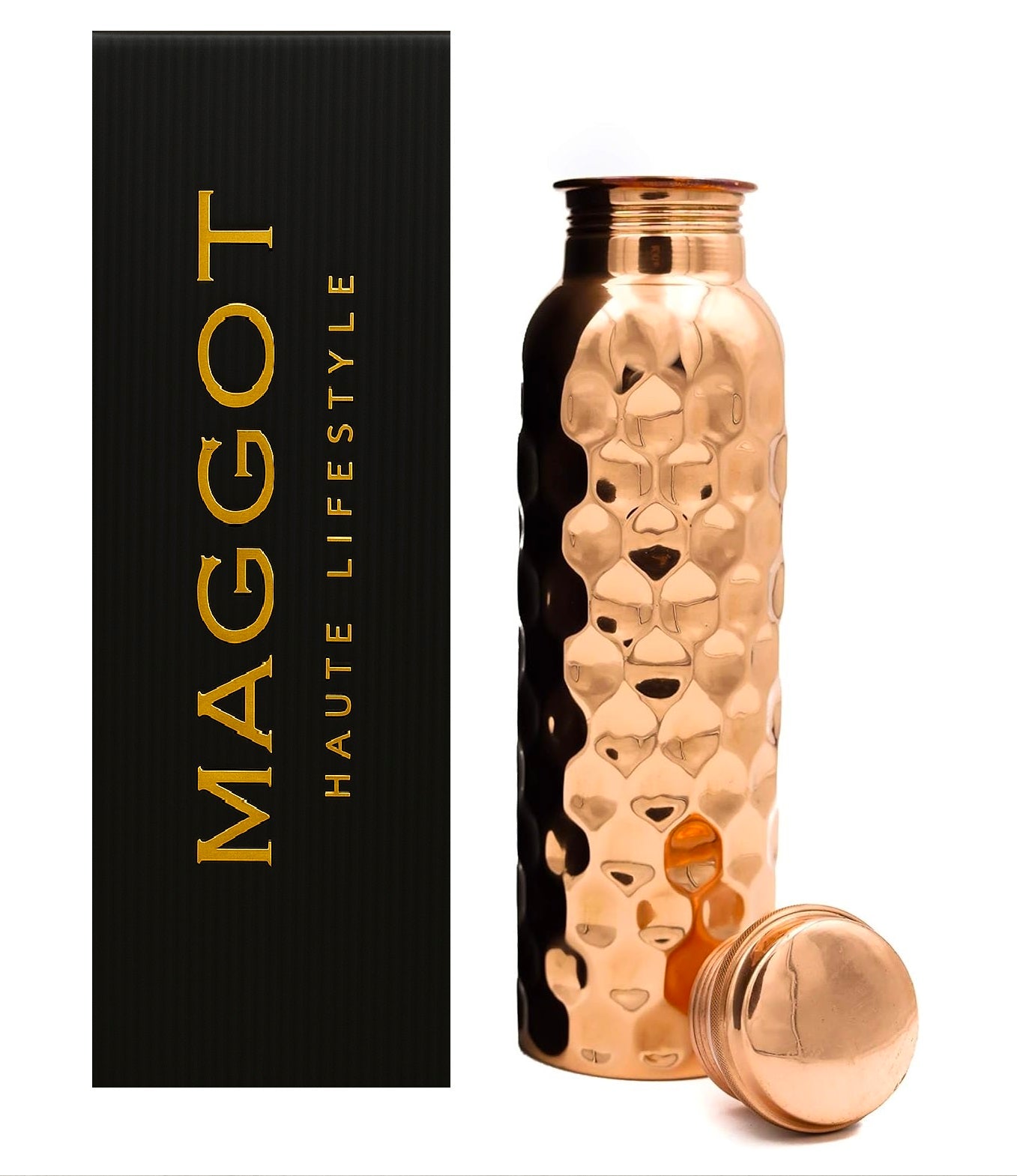 MAGGOT Copper Bottle (950ml): 100% Pure BPA-Free Water Bottle | Copper-Infused Water | Leak Proof | Office Use | Boosts Immunity