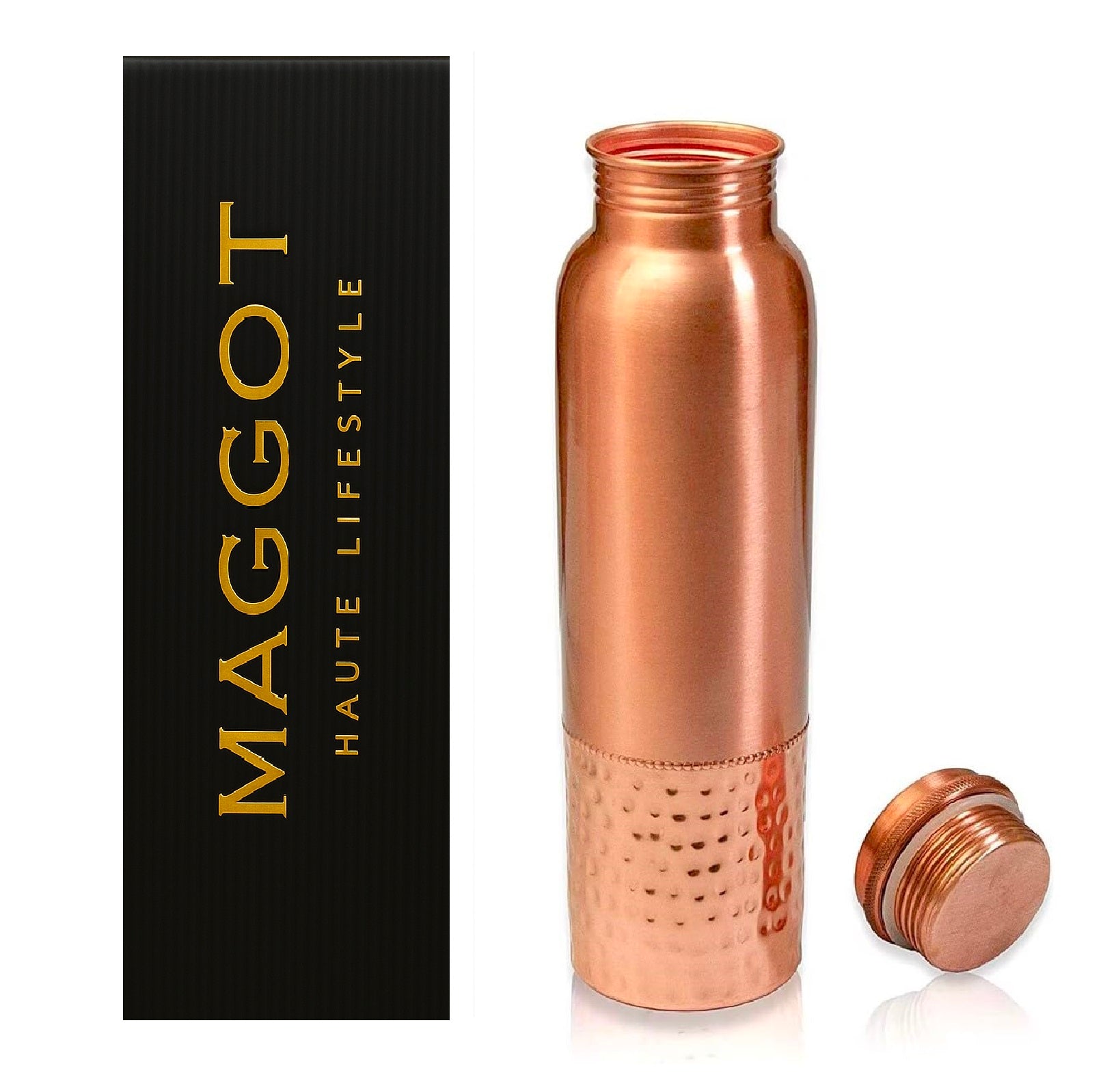 MAGGOT Copper Bottle (1 Liter): 100% Pure BPA-Free Water Bottle Leak Proof | Office Use