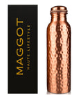 MAGGOT Handcrafted Copper Bottles for Water with Leak Proof Lid (1 Liter): 100% Pure BPA-Free