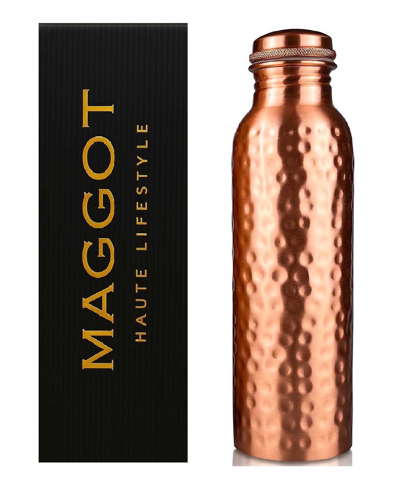 MAGGOT Handcrafted Copper Bottles for Water with Leak Proof Lid (1 Liter): 100% Pure BPA-Free