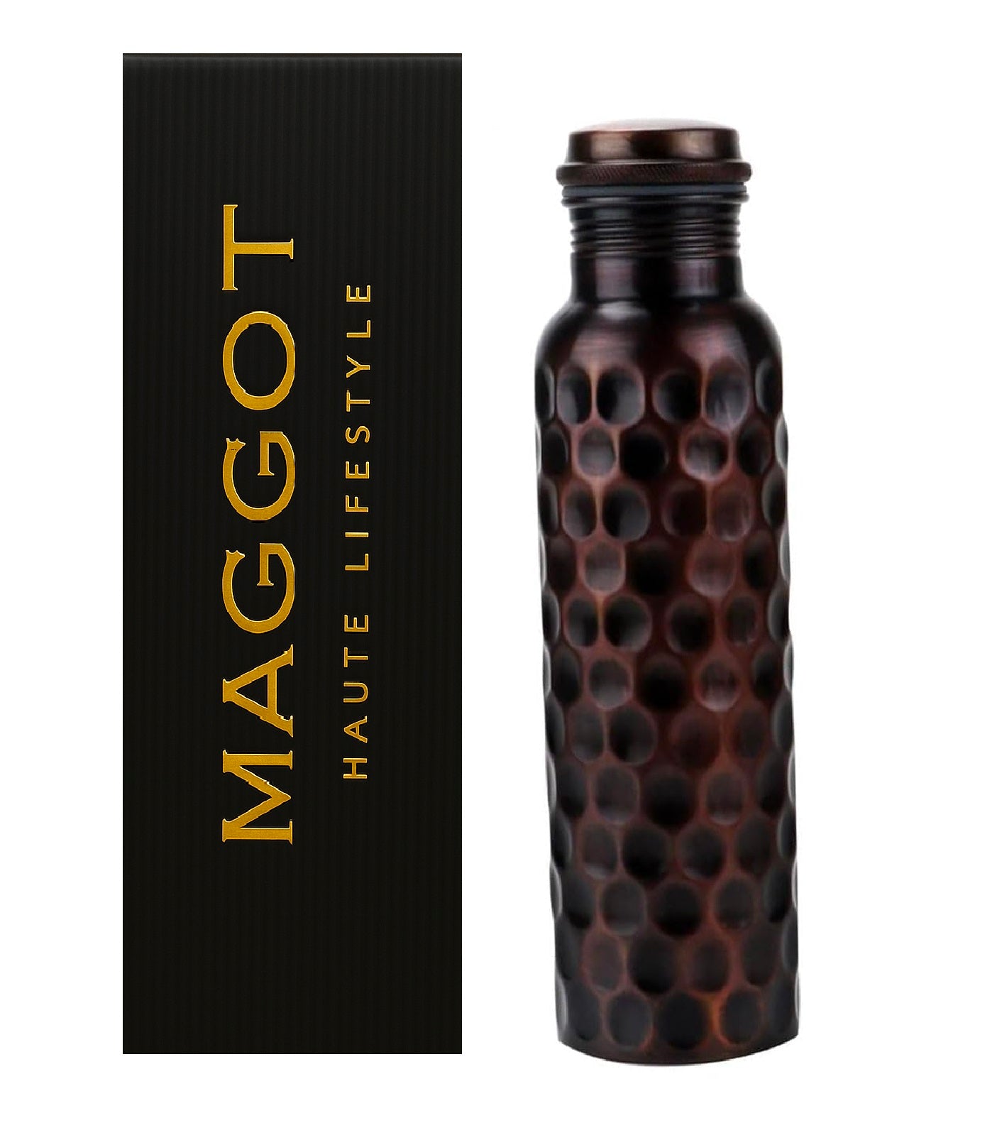 MAGGOT Handcrafted Copper Bottles for Water with Leak Proof Lid (1 Liter)