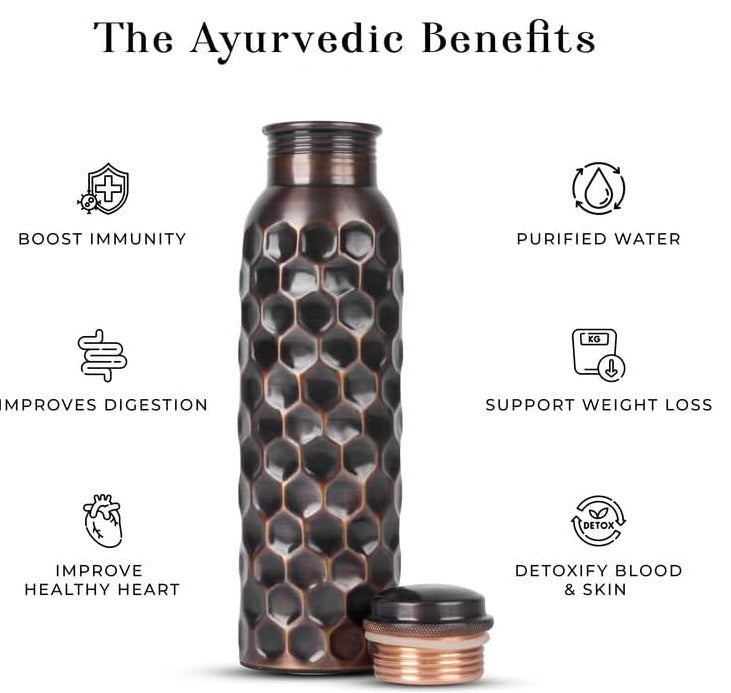 MAGGOT Handcrafted Copper Bottles for Water with Leak Proof Lid (1 Liter)